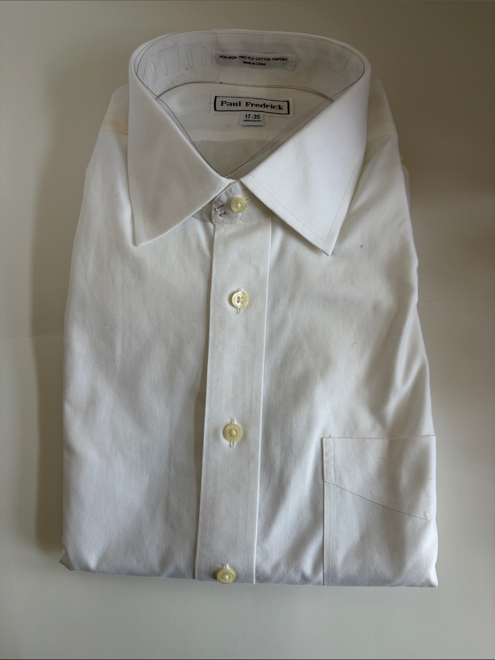 Paul Fredrick Men’s Classic White Spread-Collar Dress Shirt